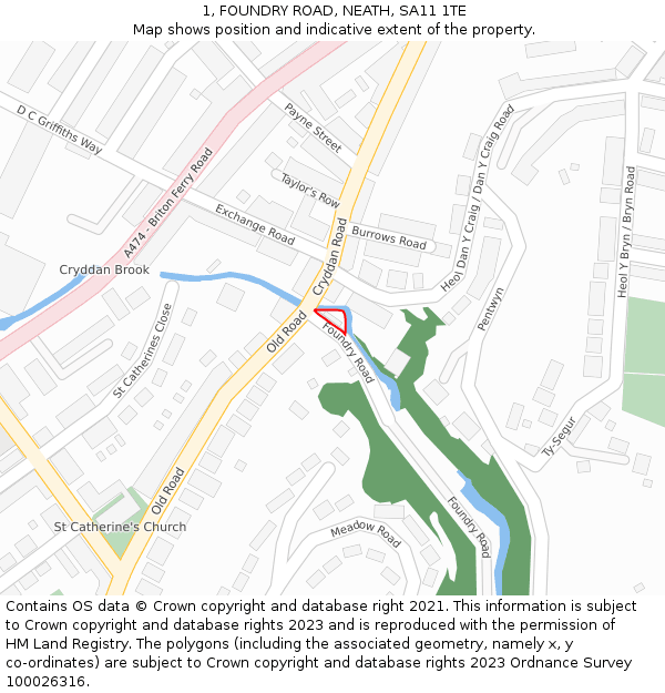 1, FOUNDRY ROAD, NEATH, SA11 1TE: Location map and indicative extent of plot