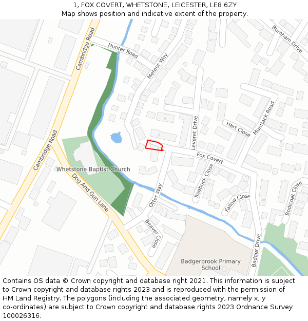 1, FOX COVERT, WHETSTONE, LEICESTER, LE8 6ZY: Location map and indicative extent of plot