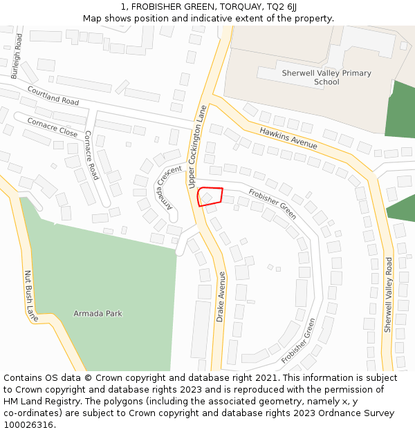 1, FROBISHER GREEN, TORQUAY, TQ2 6JJ: Location map and indicative extent of plot