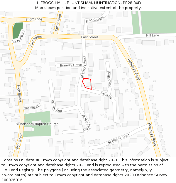 1, FROGS HALL, BLUNTISHAM, HUNTINGDON, PE28 3XD: Location map and indicative extent of plot