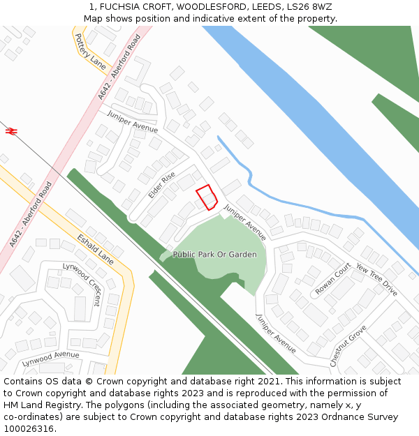 1, FUCHSIA CROFT, WOODLESFORD, LEEDS, LS26 8WZ: Location map and indicative extent of plot