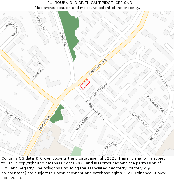 1, FULBOURN OLD DRIFT, CAMBRIDGE, CB1 9ND: Location map and indicative extent of plot