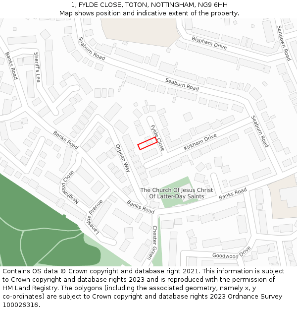 1, FYLDE CLOSE, TOTON, NOTTINGHAM, NG9 6HH: Location map and indicative extent of plot