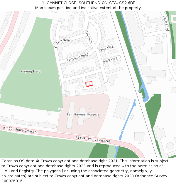 1, GANNET CLOSE, SOUTHEND-ON-SEA, SS2 6BE: Location map and indicative extent of plot