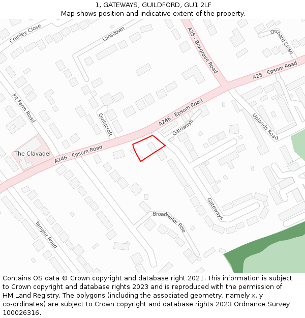 1, GATEWAYS, GUILDFORD, GU1 2LF: Location map and indicative extent of plot