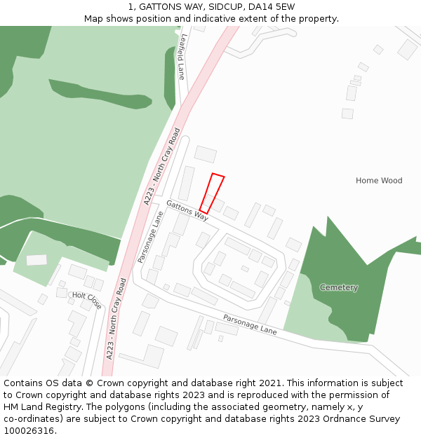 1, GATTONS WAY, SIDCUP, DA14 5EW: Location map and indicative extent of plot