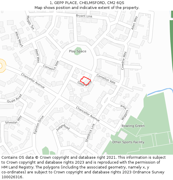 1, GEPP PLACE, CHELMSFORD, CM2 6QS: Location map and indicative extent of plot