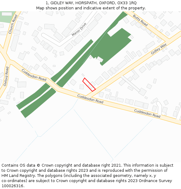 1, GIDLEY WAY, HORSPATH, OXFORD, OX33 1RQ: Location map and indicative extent of plot