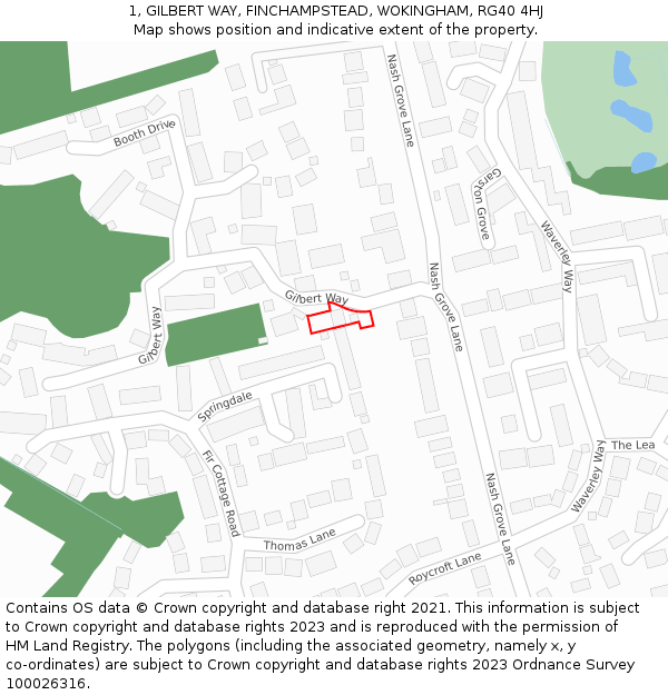 1, GILBERT WAY, FINCHAMPSTEAD, WOKINGHAM, RG40 4HJ: Location map and indicative extent of plot