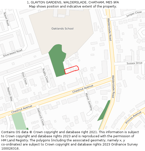 1, GLAYTON GARDENS, WALDERSLADE, CHATHAM, ME5 9FA: Location map and indicative extent of plot