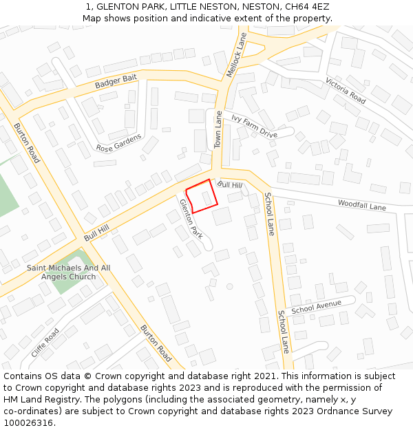 1, GLENTON PARK, LITTLE NESTON, NESTON, CH64 4EZ: Location map and indicative extent of plot