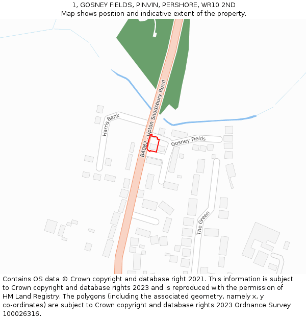 1, GOSNEY FIELDS, PINVIN, PERSHORE, WR10 2ND: Location map and indicative extent of plot