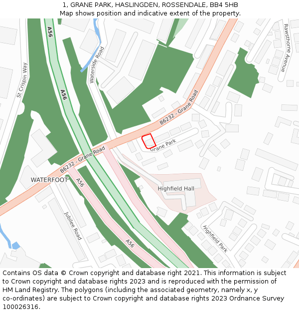 1, GRANE PARK, HASLINGDEN, ROSSENDALE, BB4 5HB: Location map and indicative extent of plot