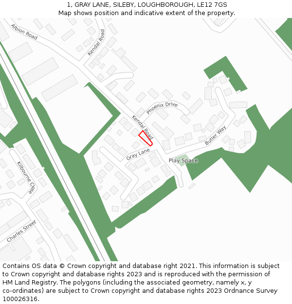 1, GRAY LANE, SILEBY, LOUGHBOROUGH, LE12 7GS: Location map and indicative extent of plot