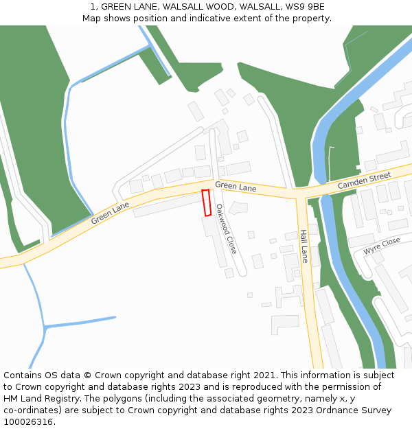 1, GREEN LANE, WALSALL WOOD, WALSALL, WS9 9BE: Location map and indicative extent of plot