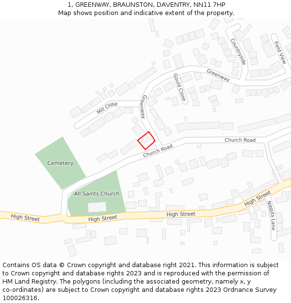 1, GREENWAY, BRAUNSTON, DAVENTRY, NN11 7HP: Location map and indicative extent of plot