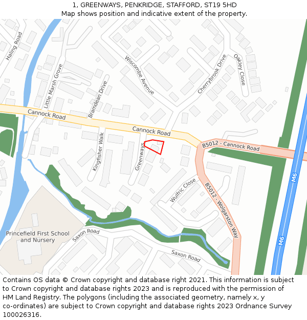 1, GREENWAYS, PENKRIDGE, STAFFORD, ST19 5HD: Location map and indicative extent of plot