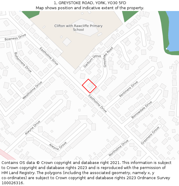 1, GREYSTOKE ROAD, YORK, YO30 5FD: Location map and indicative extent of plot