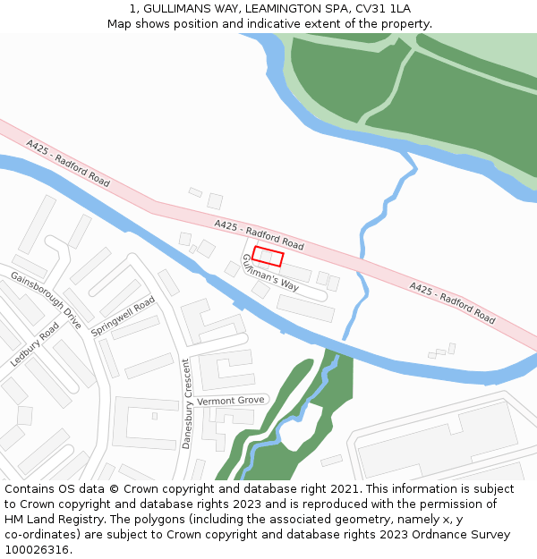 1, GULLIMANS WAY, LEAMINGTON SPA, CV31 1LA: Location map and indicative extent of plot