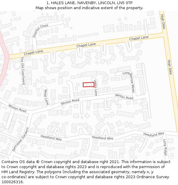 1, HALES LANE, NAVENBY, LINCOLN, LN5 0TP: Location map and indicative extent of plot