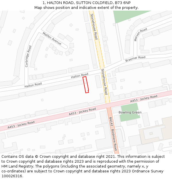 1, HALTON ROAD, SUTTON COLDFIELD, B73 6NP: Location map and indicative extent of plot