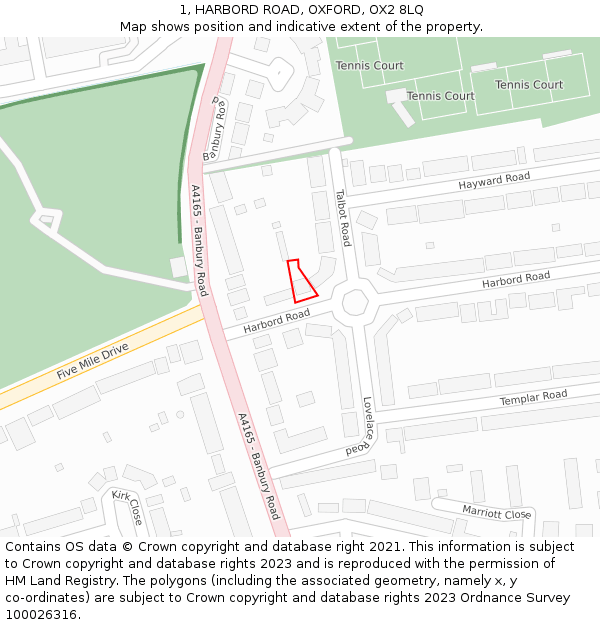 1, HARBORD ROAD, OXFORD, OX2 8LQ: Location map and indicative extent of plot