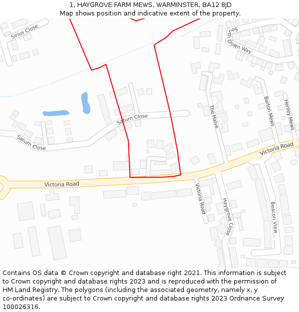 1, HAYGROVE FARM MEWS, WARMINSTER, BA12 8JD: Location map and indicative extent of plot