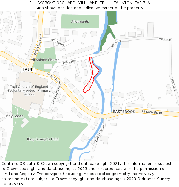 1, HAYGROVE ORCHARD, MILL LANE, TRULL, TAUNTON, TA3 7LA: Location map and indicative extent of plot