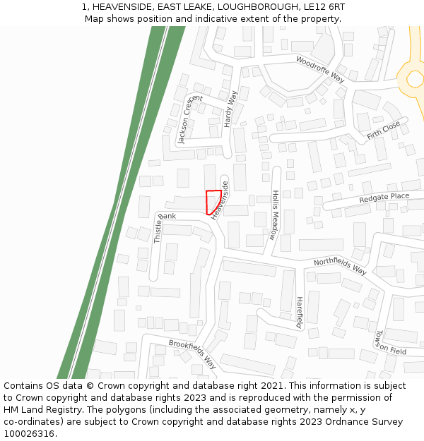 1, HEAVENSIDE, EAST LEAKE, LOUGHBOROUGH, LE12 6RT: Location map and indicative extent of plot