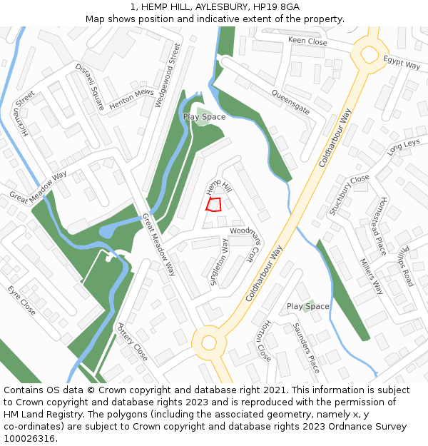 1, HEMP HILL, AYLESBURY, HP19 8GA: Location map and indicative extent of plot