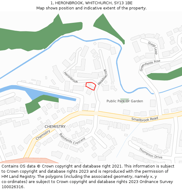 1, HERONBROOK, WHITCHURCH, SY13 1BE: Location map and indicative extent of plot