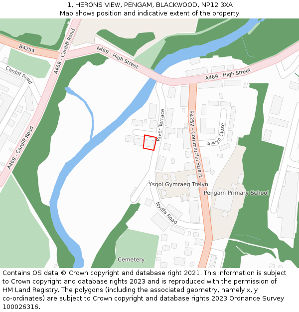 1, HERONS VIEW, PENGAM, BLACKWOOD, NP12 3XA: Location map and indicative extent of plot