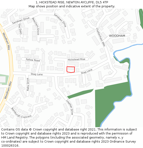 1, HICKSTEAD RISE, NEWTON AYCLIFFE, DL5 4TP: Location map and indicative extent of plot