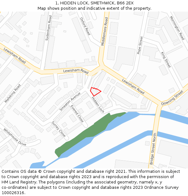 1, HIDDEN LOCK, SMETHWICK, B66 2EX: Location map and indicative extent of plot