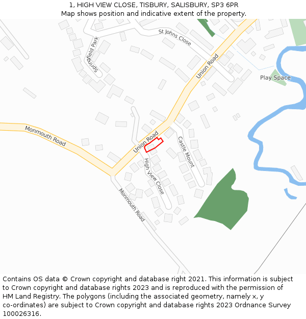 1, HIGH VIEW CLOSE, TISBURY, SALISBURY, SP3 6PR: Location map and indicative extent of plot