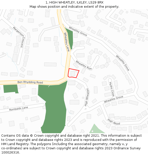 1, HIGH WHEATLEY, ILKLEY, LS29 8RX: Location map and indicative extent of plot