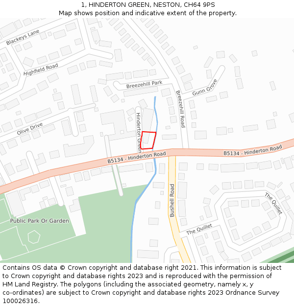 1, HINDERTON GREEN, NESTON, CH64 9PS: Location map and indicative extent of plot