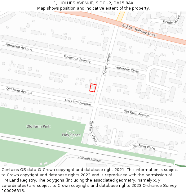 1, HOLLIES AVENUE, SIDCUP, DA15 8AX: Location map and indicative extent of plot