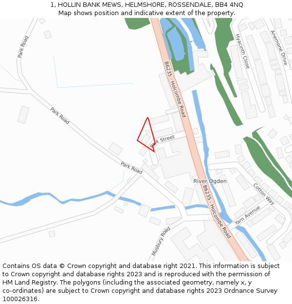 1, HOLLIN BANK MEWS, HELMSHORE, ROSSENDALE, BB4 4NQ: Location map and indicative extent of plot