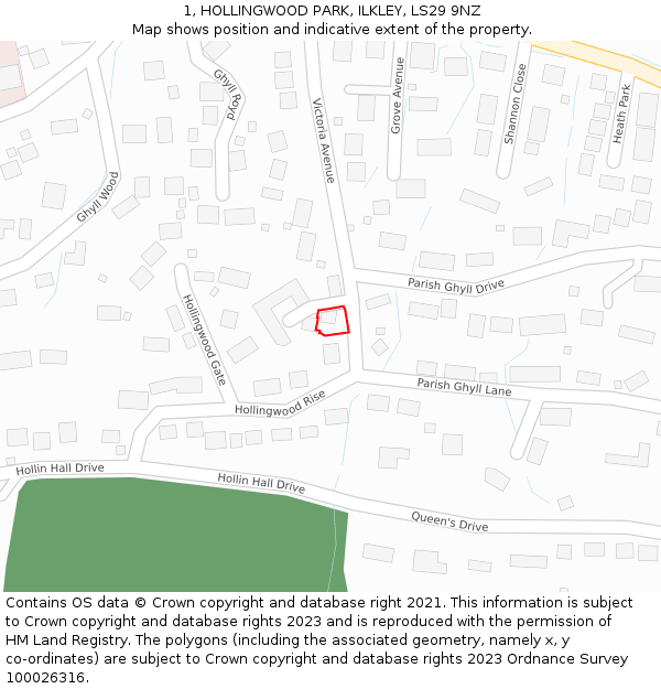 1, HOLLINGWOOD PARK, ILKLEY, LS29 9NZ: Location map and indicative extent of plot