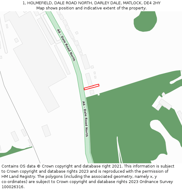 1, HOLMEFIELD, DALE ROAD NORTH, DARLEY DALE, MATLOCK, DE4 2HY: Location map and indicative extent of plot