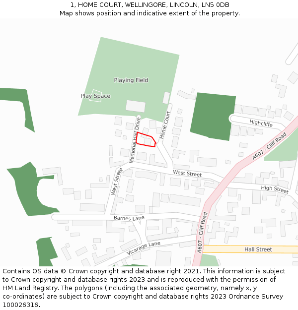 1, HOME COURT, WELLINGORE, LINCOLN, LN5 0DB: Location map and indicative extent of plot