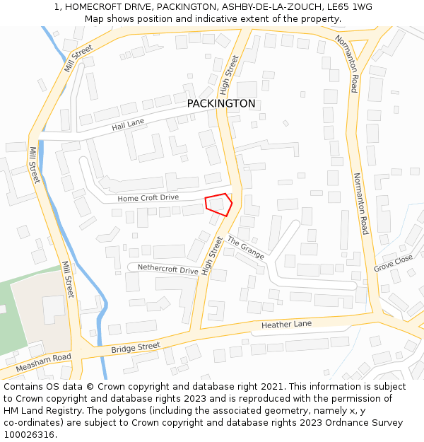 1, HOMECROFT DRIVE, PACKINGTON, ASHBY-DE-LA-ZOUCH, LE65 1WG: Location map and indicative extent of plot