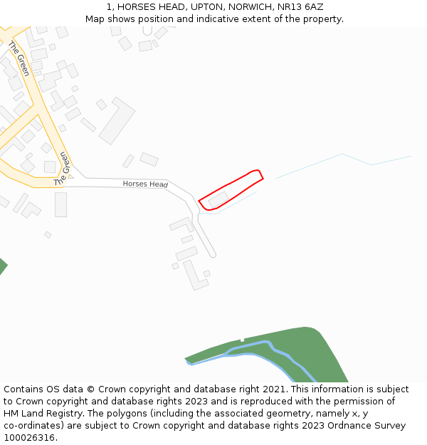 1, HORSES HEAD, UPTON, NORWICH, NR13 6AZ: Location map and indicative extent of plot