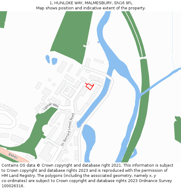 1, HUNLOKE WAY, MALMESBURY, SN16 9FL: Location map and indicative extent of plot