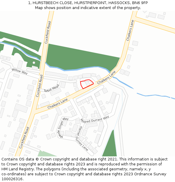 1, HURSTBEECH CLOSE, HURSTPIERPOINT, HASSOCKS, BN6 9FP: Location map and indicative extent of plot
