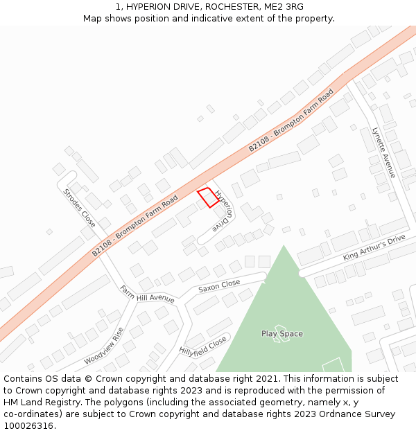 1, HYPERION DRIVE, ROCHESTER, ME2 3RG: Location map and indicative extent of plot