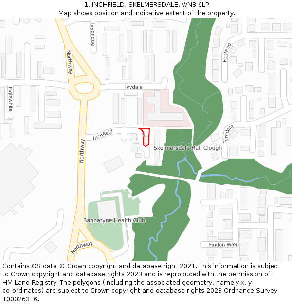 1, INCHFIELD, SKELMERSDALE, WN8 6LP: Location map and indicative extent of plot
