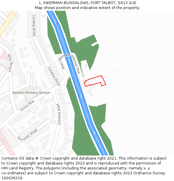 1, INKERMAN BUNGALOWS, PORT TALBOT, SA13 2UE: Location map and indicative extent of plot