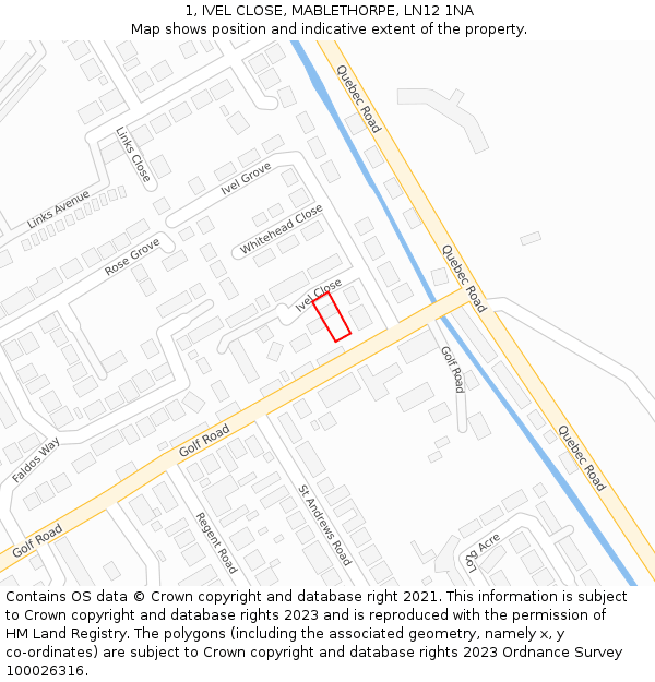 1, IVEL CLOSE, MABLETHORPE, LN12 1NA: Location map and indicative extent of plot